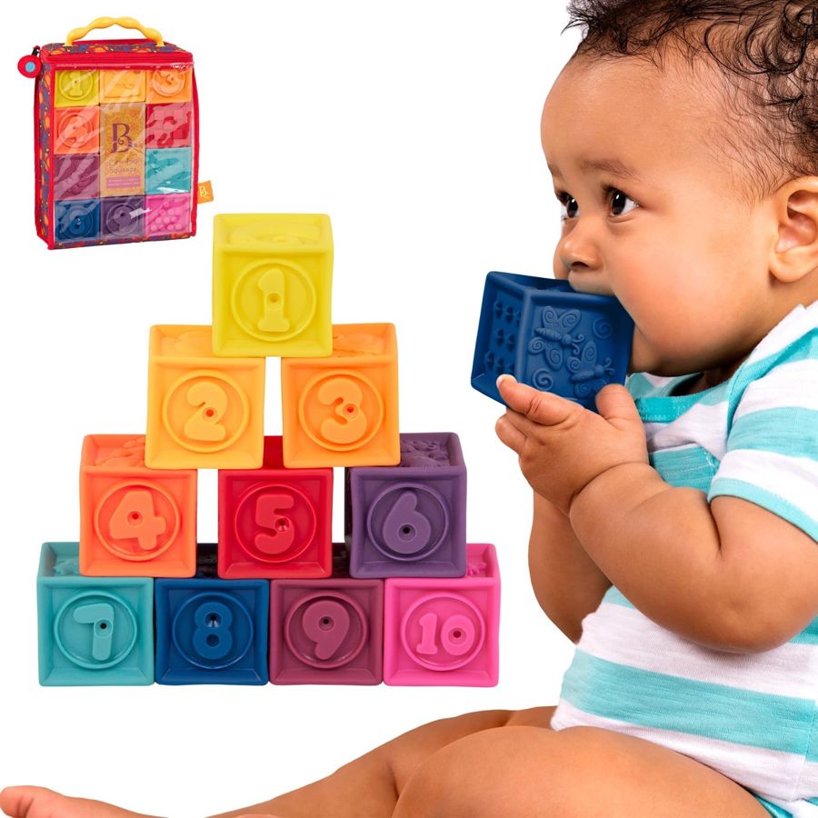 B. Toys B. Toys One Two Squeeze Soft Blocks — baby & kids product