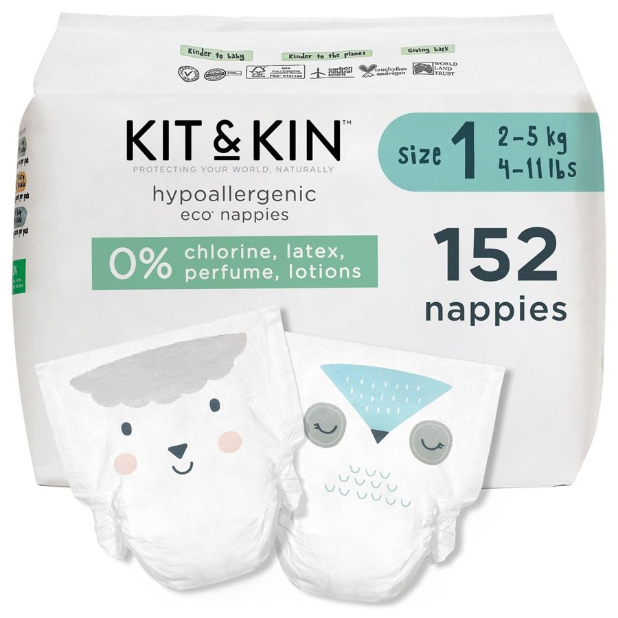 Kit & Kin Kit & Kin Eco Nappies Size 2 (4-8 kg), 160 pcs — baby & kids product