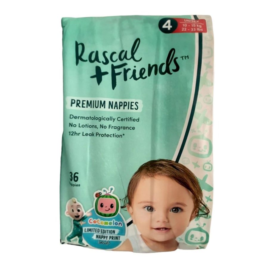 Rascal + Friends Rascal + Friends Premium Nappies Size 4 (9-14 kg), 148 pcs — baby & kids product