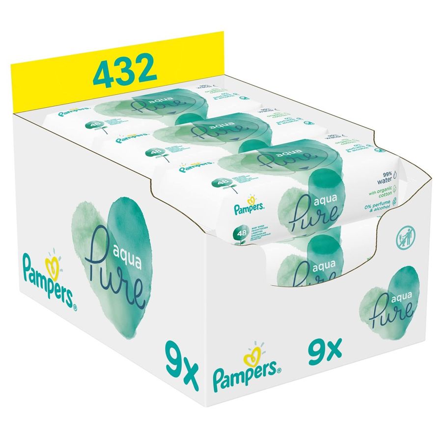 Pampers Pampers Aqua Pure Baby Wipes (9x48, 432 pcs) — baby & kids product